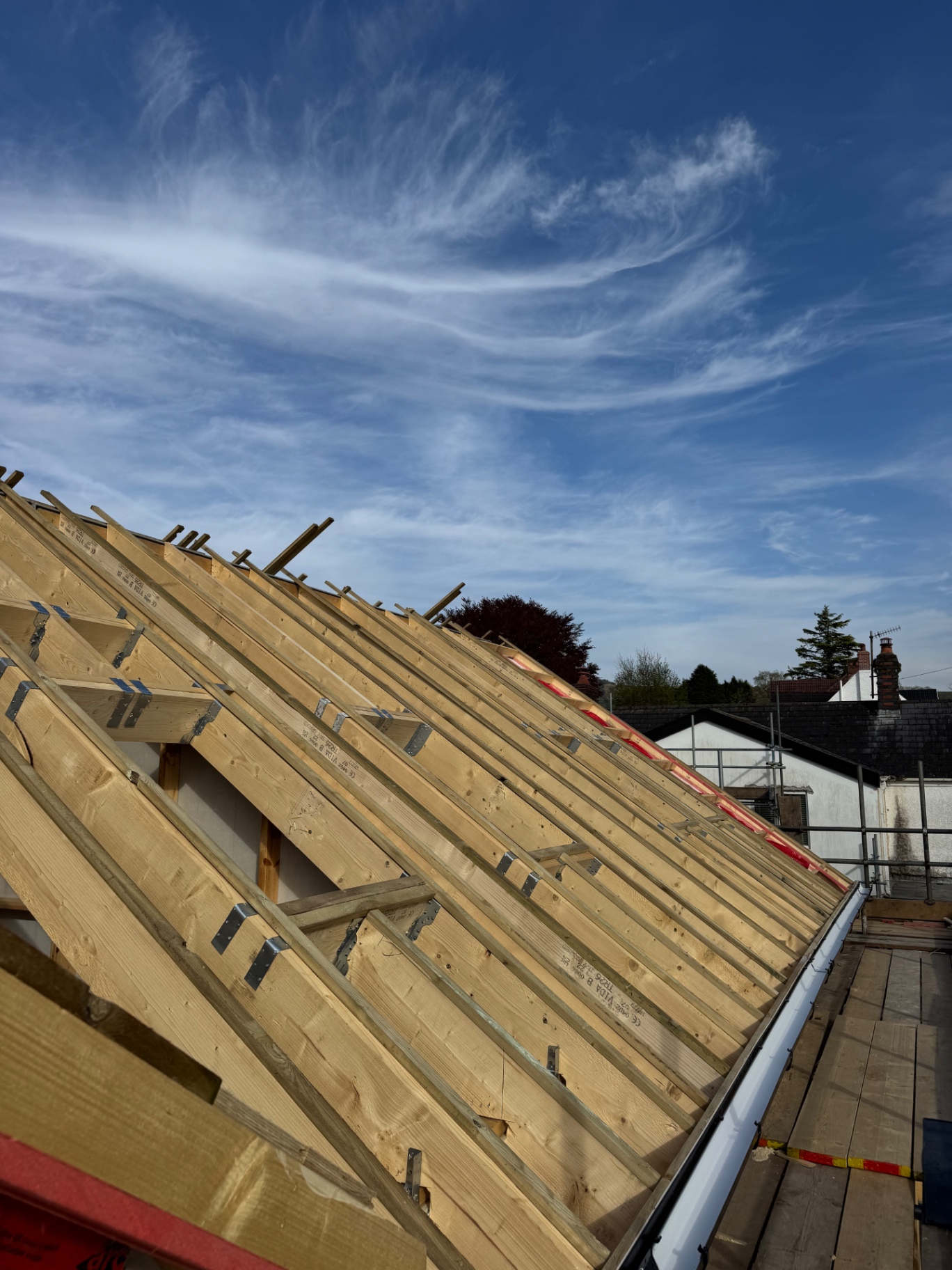 Close-up of the cut roof structure on the Rhos build