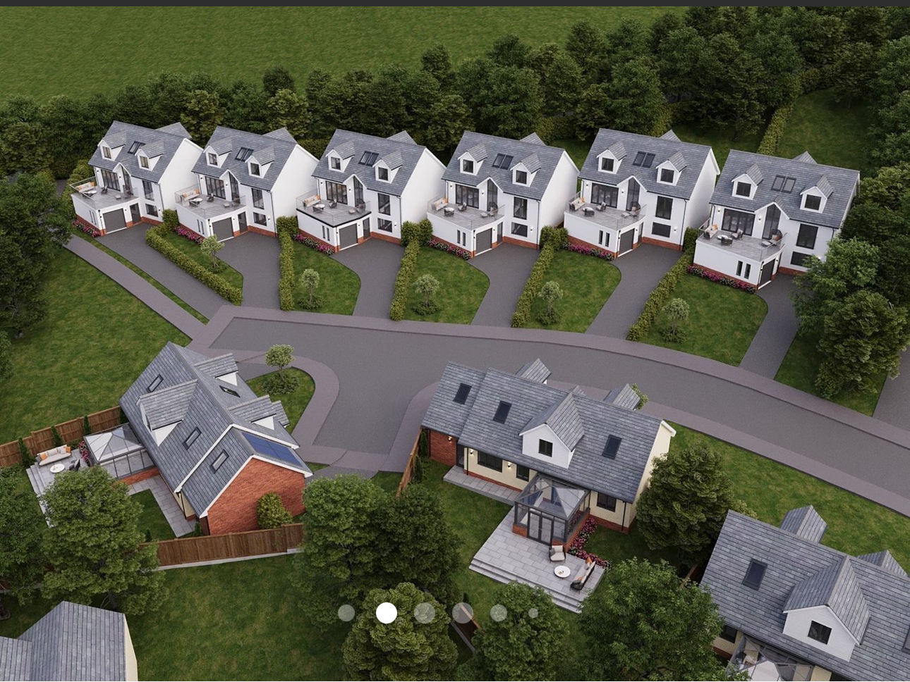 Aerial render of the six new build houses at the New Quay development